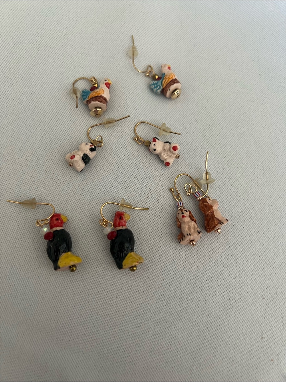 Cute Hand-Painted Animal Dangle Earrings - Assorted Farm & Bird Designs